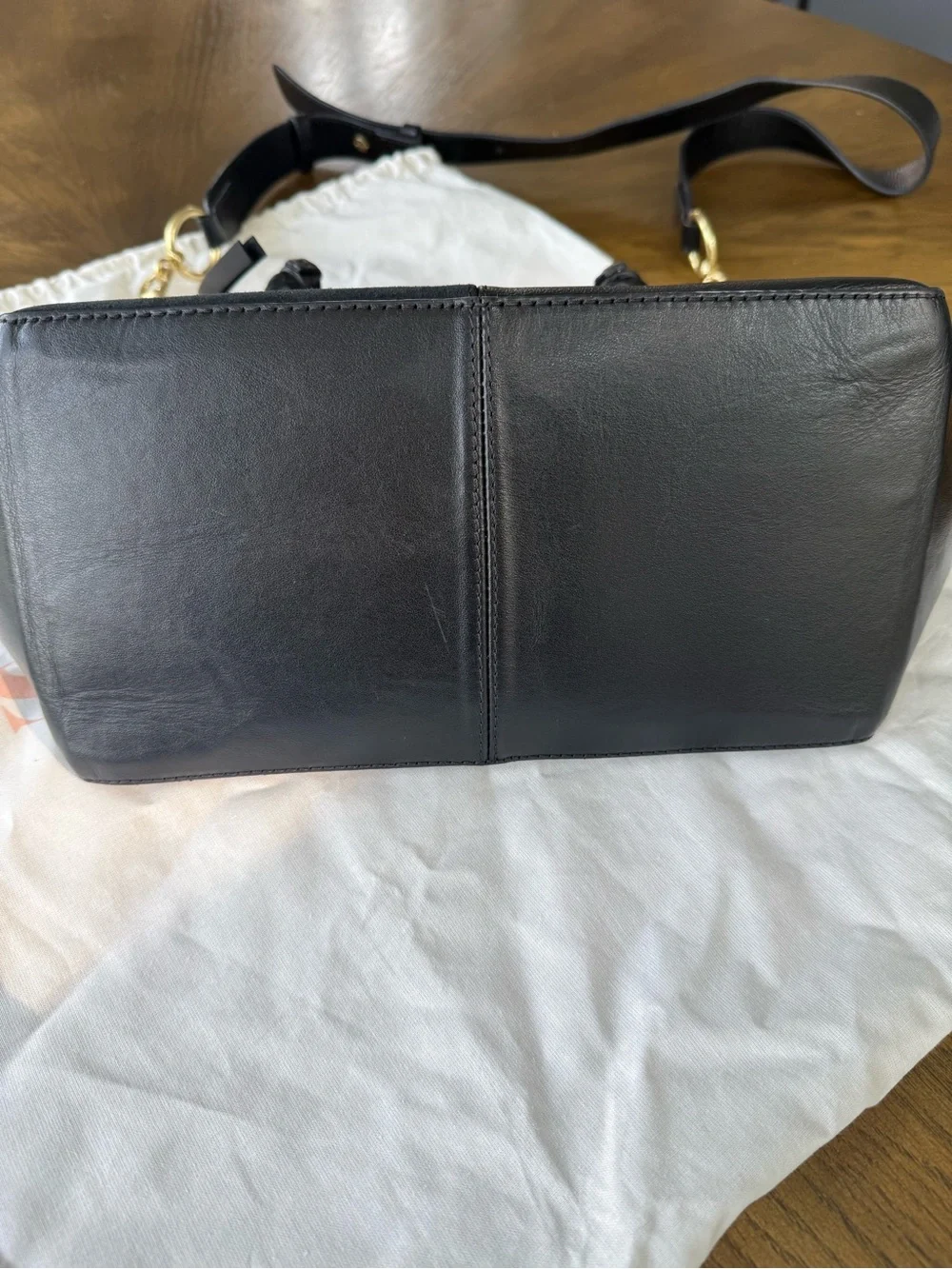 See By Chloe Black Leather & Suede Tote with Gold Hardware